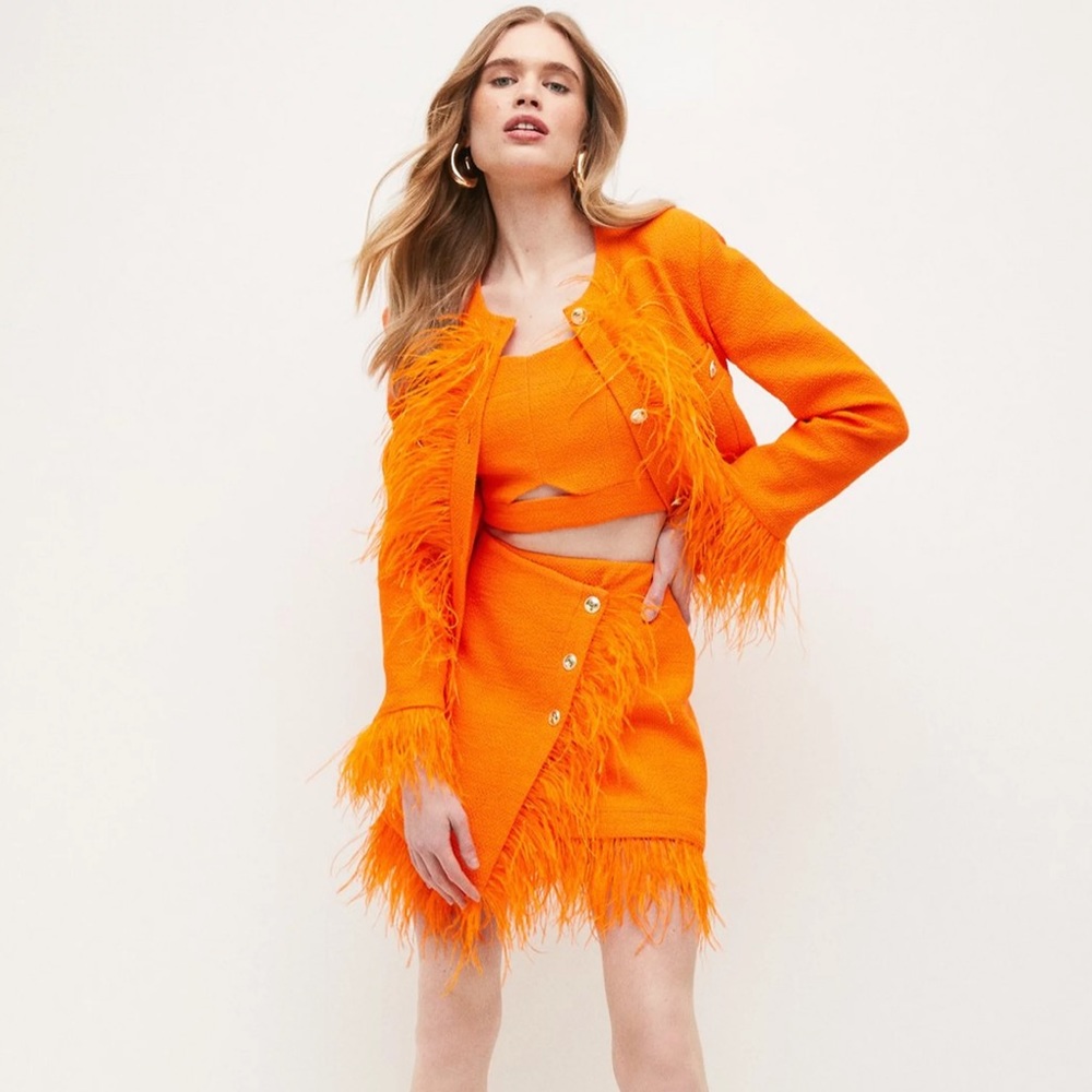 NEW Orange Tweed Skirt